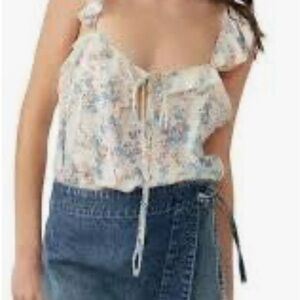 Free People Cream Floral Bodysuit